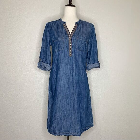 Spense Lyocell Blend Women’s Blue Chambray Shirt Dress - Picture 1 of 13